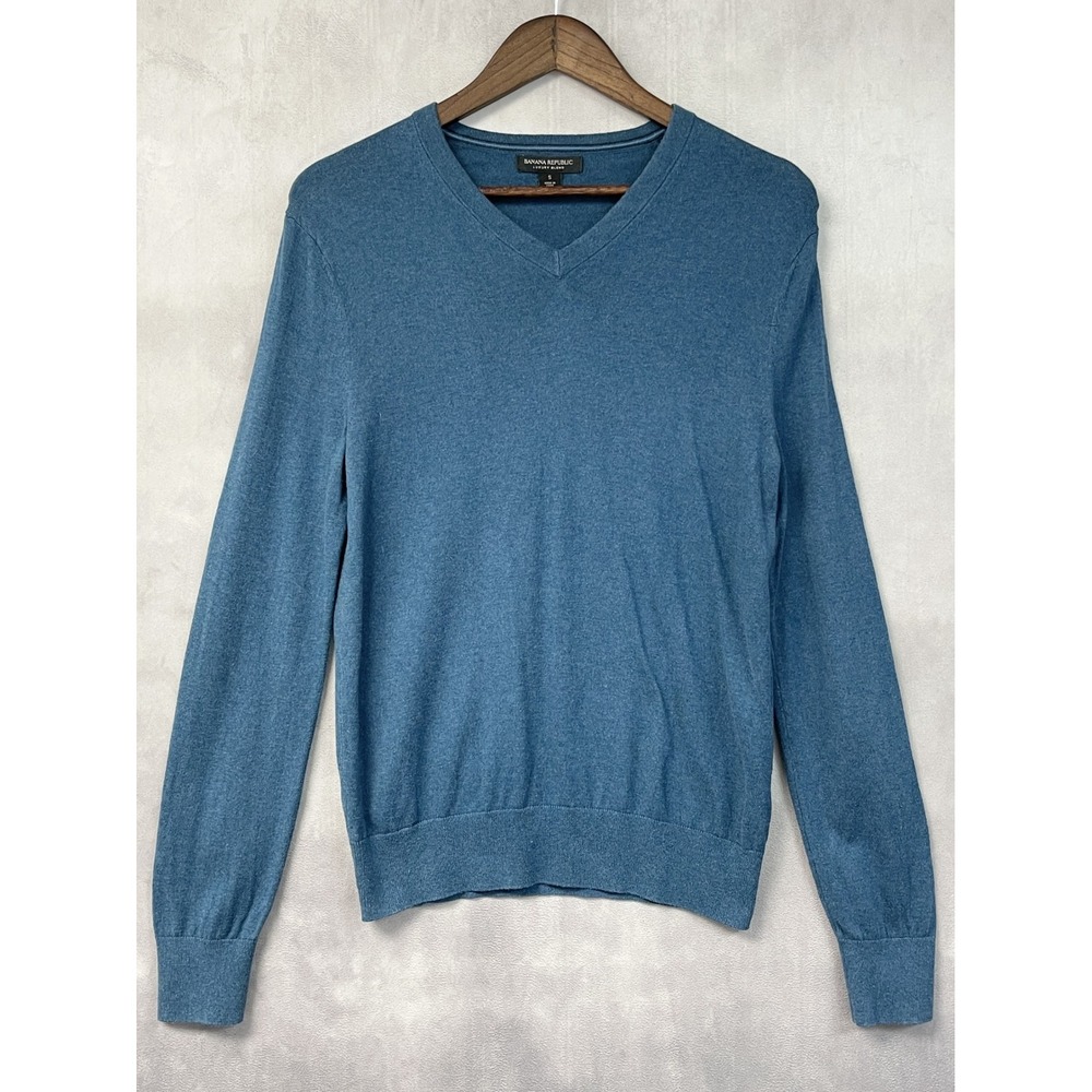 Banana Republic Men Luxury Blend V Neck Sweater Size S Silk Cashmere Preppy Luxe